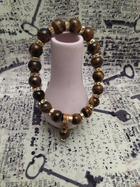 Bracelet Élastique Perles Œil de Tigre