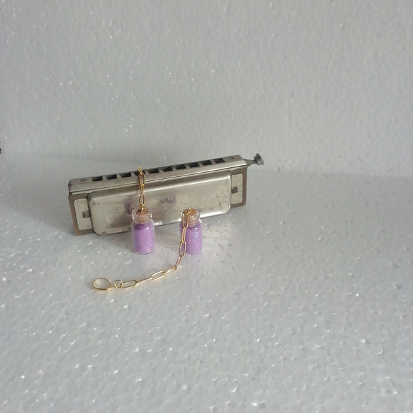 Boucle D'Oreilles Flacon Paillettes Violines