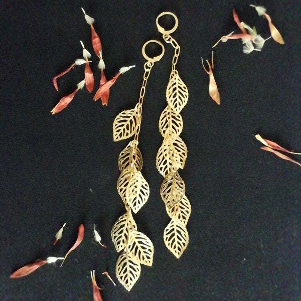 Boucles d'Oreilles et ses Sept Feuilles Dorées