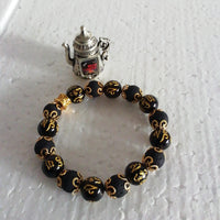 Bracelet de Perles Noires de Lave Naturelles et Perles Chinoises