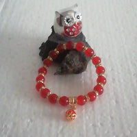 Bracelet de Perles de Pierres Agate Rouge Calment les Angoisses