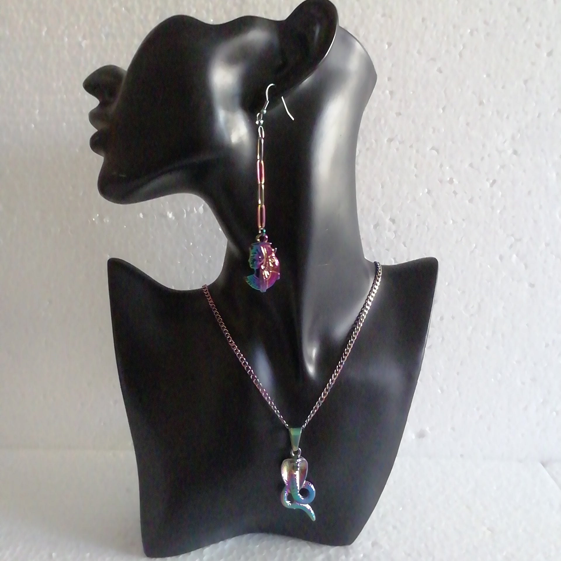 Ensemble Collier Et Boucles D'oreilles Romantique - Or Et Bleu, Neuf Avec étiquettes