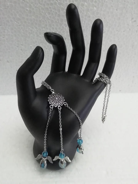 Collier Trois Anges Perles Bleues