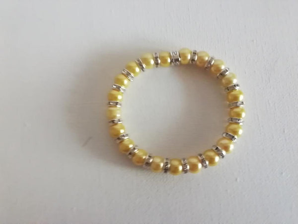 Bracelet Perles Brillantes Jaunes