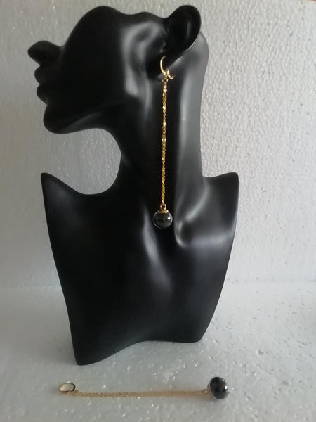 Boucles D'oreilles Boules Paillettes Etoiles Noires